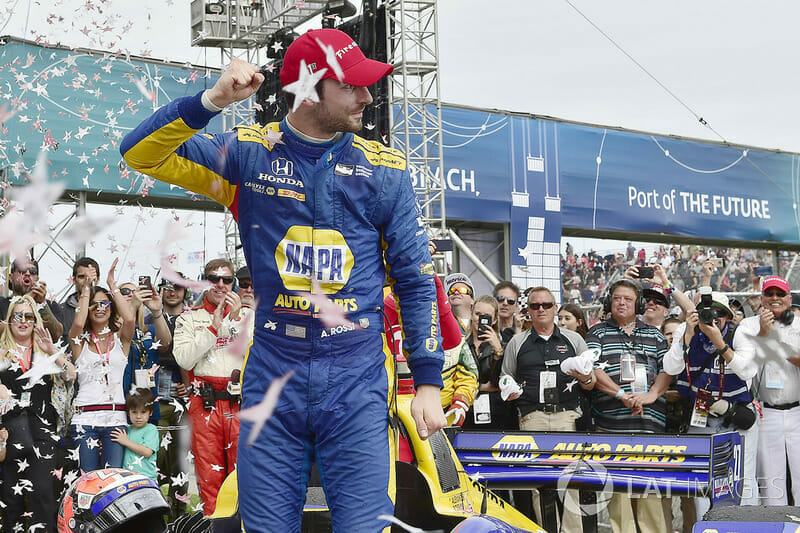 Alexander Rossi celebrates his victory. Photographer: Scott R LePage / LAT Images