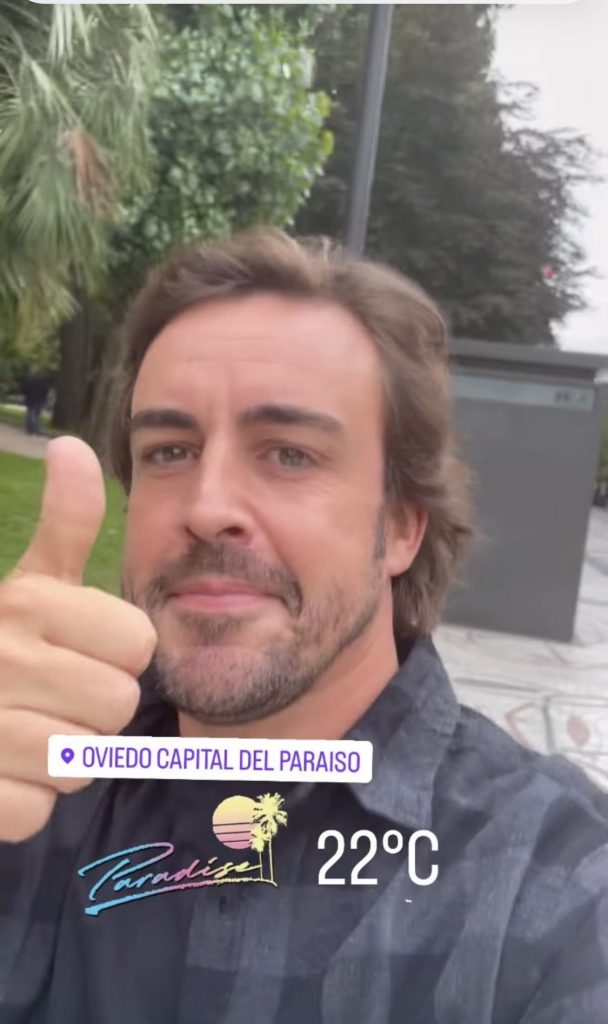 Fernando Alonso on Instagram. Not in Greece, apparently.