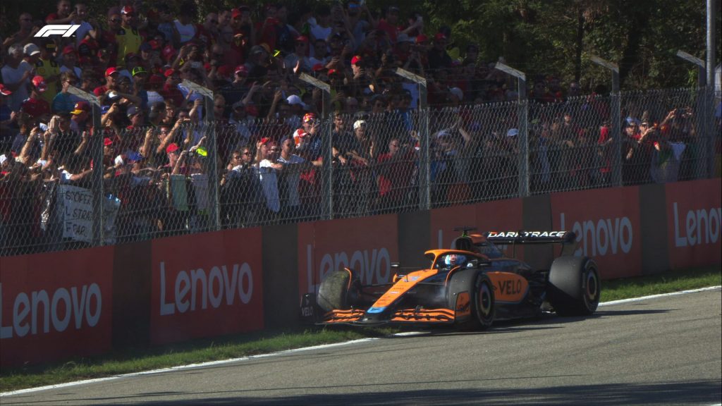 Daniel Ricciardo parked before the second Lesmo at the end of the race.