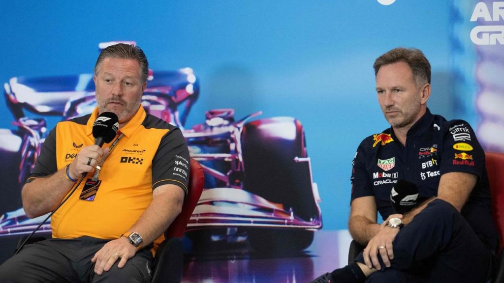 Zak Brown and Christian Horner in the Saturday Press Conference. 