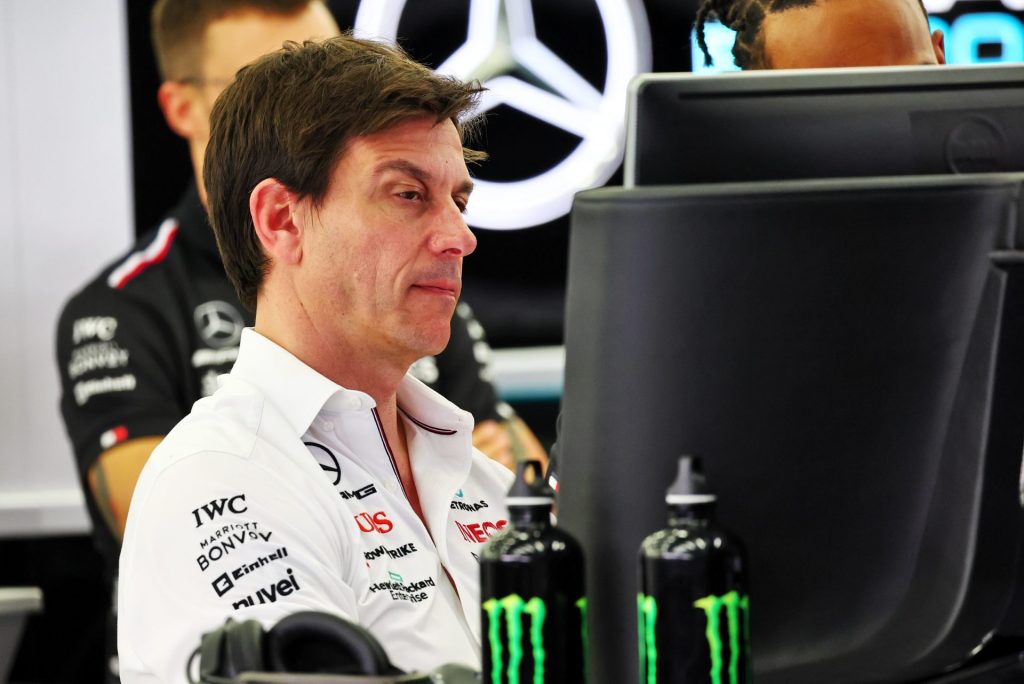 Toto Wolff in the Mercedes garage.