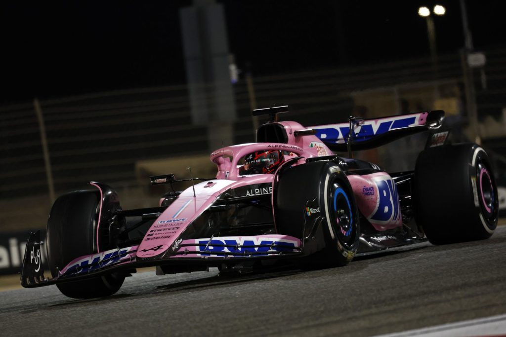 Esteban Ocon for Alpine at the Bahrain GP.